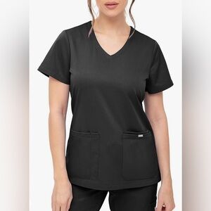 Soulful Scrubs Women Scrubs Top V-Neck Regular fit - black